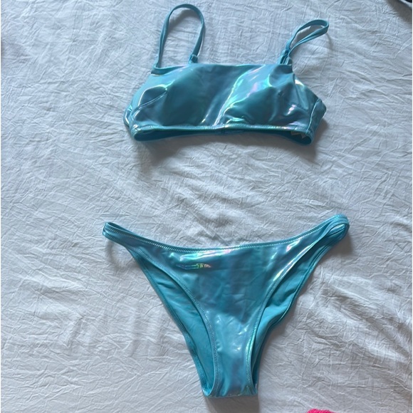 Aerie Shiny Blue Bikini Set - Picture 1 of 5